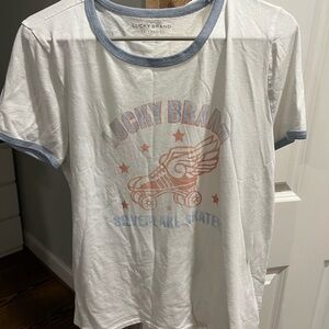 Lucky Brand White and Blue T-Shirt